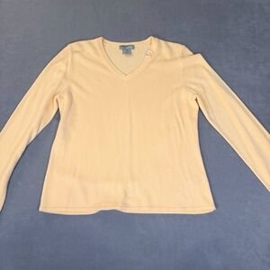 Vintage Designer Originals Light Peach Sweater Rhinestone Pin- Petite Medium